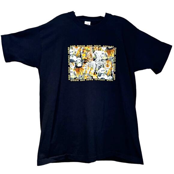 Vintage 90's San Diego Zoo Animal Park Short Sleeved Single Stitch T-Shirt, XL - Picture 1 of 4